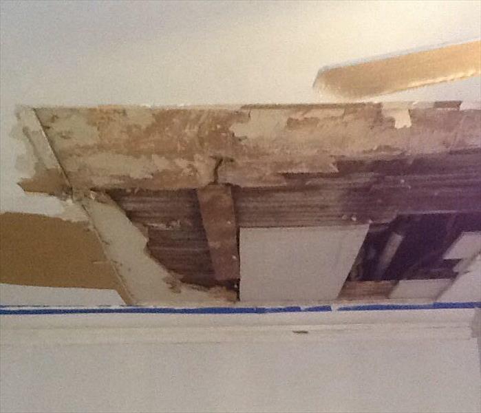 Drywall falling off the ceiling. 