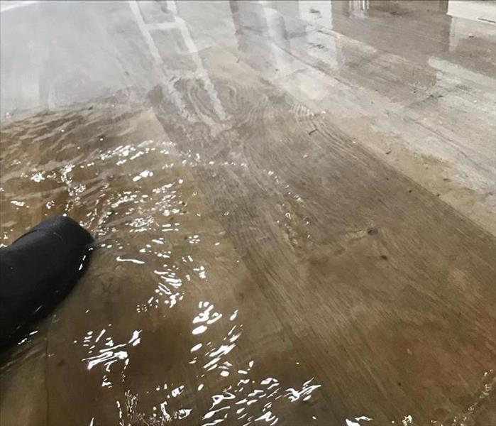 Water swirling on the floor